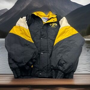 Vintage Men's XL Iowa‎ Hawkeyes Coat Jacket Chalk Line Tag Black Yellow